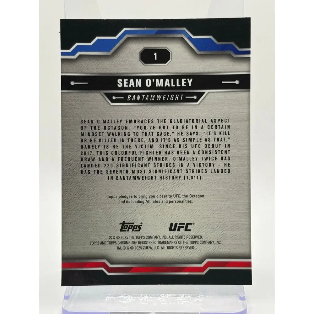 2025 Topps Chrome UFC Sean O'Malley Aqua Refractor 13/199 SP - Picture 2 of 2